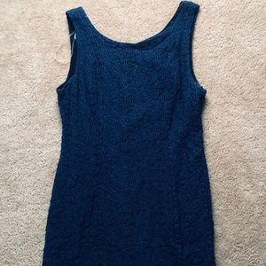 Navy blue fitted eyelet short party dress